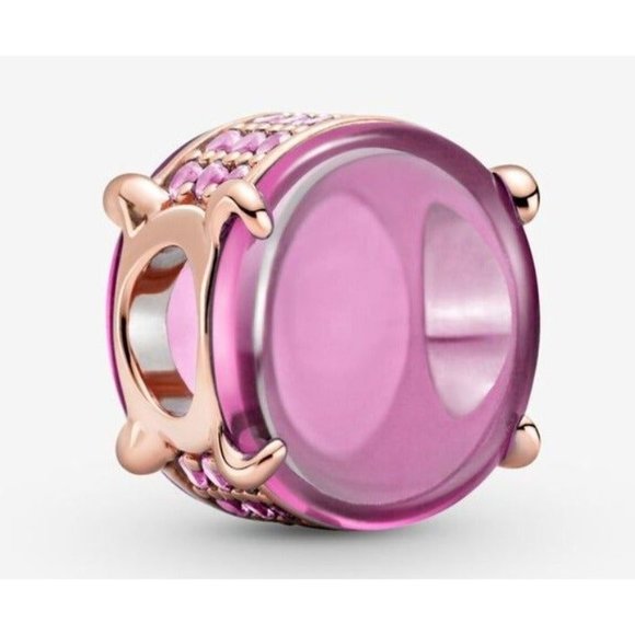 New Pandora Sterling Silver Pink Oval Cabochon Charm 799309C01 - Picture 1 of 5